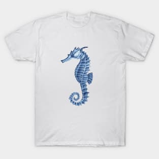 Blue watercolor seahorse. T-Shirt